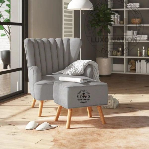 Living Room Accent Chair with Ottoman – Comfortable Arm Seating Set